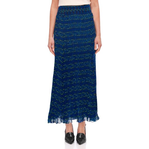 New Tory Burch Courcheval Pleated Chiffon Maxi Skirt Indian Ocean Blue 4-6 $398 - Picture 1 of 6